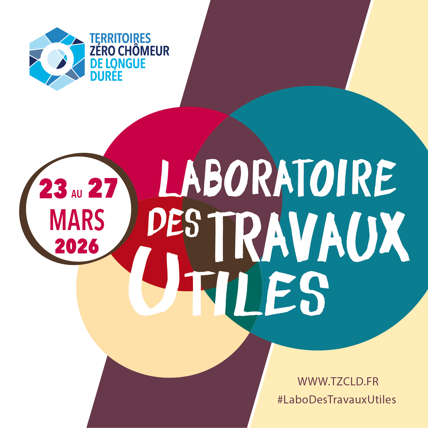 Affiche carré du laboratoire des travaux utiles 2026 avec la date : du 23 au 27 mars 2026